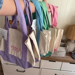 Trader Joe’s mini canvas tote bag.
